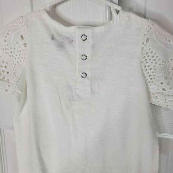 7 for all Mankind Eyelet Coverall 18 Months White Snaps Short Sleeve Cotton NEW - Picture 8 of 12